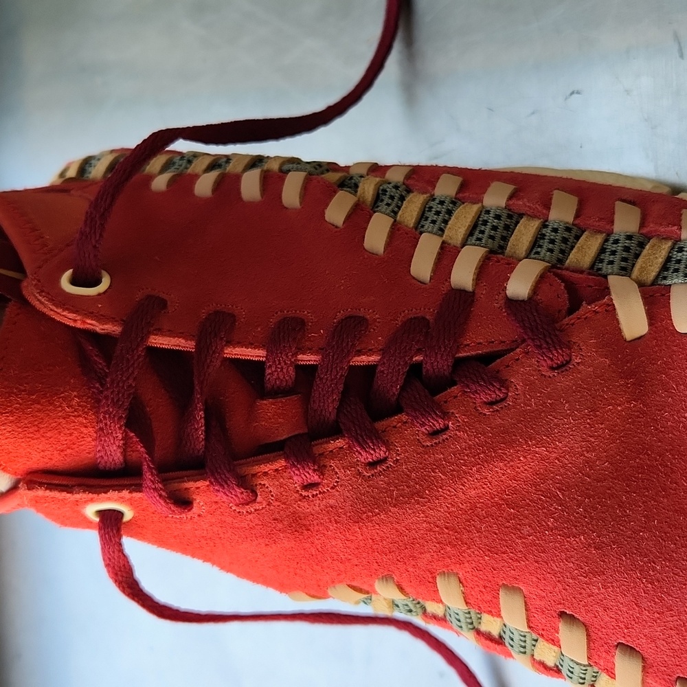 NIKE Air Footscape Woven Chuka Knit Red Suede Sneakers Size 11. - Picture 4 of 11